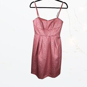 BCBG BCBGMAXAZRIA Y2k Style Strapless Peach Blush Pink & Metallic Formal Dress